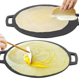 NNEDSZ34cm Seasoned Cast Iron Induction Crepes Pan Baking Pancake Tool Pizza Bakeware