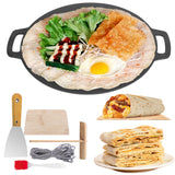 NNEDSZ34cm Seasoned Cast Iron Induction Crepes Pan Baking Pancake Tool Pizza Bakeware