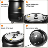 NNEDSZ 10L Restaurant Electric Buffet Food Warmer Commercial Food Warmers Soup Warmer Black