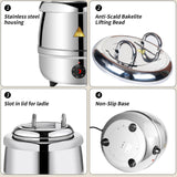 NNEDSZ 13L Restaurant Electric Buffet Food Warmer Commercial Food Warmers Soup Warmer Silver