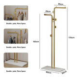 NNEDSZ Metal Coat Rack Marble Base Hooks Clothes Coats Bag Tree Hat Display Hanger Stand Organiser 2 Pole