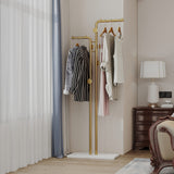 NNEDSZ Metal Coat Rack Marble Base Hooks Clothes Coats Bag Tree Hat Display Hanger Stand Organiser 2 Pole