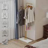 NNEDSZ Metal Coat Rack Marble Base Hooks Clothes Coats Bag Tree Hat Display Hanger Stand Organiser 2 Pole