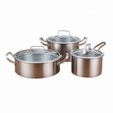 NNEDSZ 6 Pc Kitchen Sauce Pan Pots Set 430 Stainless Steel Cookware Set Milk stock Pot Pans Set