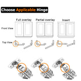 NNEDSZ 8 Pack 304 Stainless Steel Cabinet Hinges 100 Degree Soft Closing Full Overlay Door Hinge Nickel Plated Finish