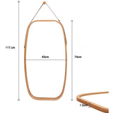 NNEDSZ Full Length Bathroom Wall Mount Hanging Bamboo Frame Mirror Adjustable Strap Wall Mirror Home Decor