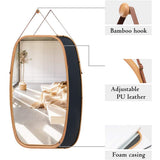 NNEDSZ Full Length Bathroom Wall Mount Hanging Bamboo Frame Mirror Adjustable Strap Wall Mirror Home Decor