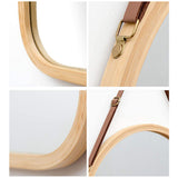 NNEDSZ Full Length Bathroom Wall Mount Hanging Bamboo Frame Mirror Adjustable Strap Wall Mirror Home Decor