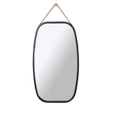 NNEDSZ Black Bathroom Wall Mount Hanging Bamboo Frame Mirror Adjustable Strap Wall Mirror Home Decor