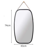 NNEDSZ Black Bathroom Wall Mount Hanging Bamboo Frame Mirror Adjustable Strap Wall Mirror Home Decor