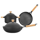 NNEDSZ 6Pcs Cookware Set Non-Stick Soup Pot Wok Fry Pan Lid Kitchen Kitchen Restaurant Cookware