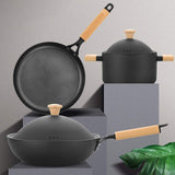 NNEDSZ 6Pcs Cookware Set Non-Stick Soup Pot Wok Fry Pan Lid Kitchen Kitchen Restaurant Cookware