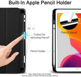 NNEDSZ IPad 10.2 2019 7th Pencil Holder Slim Smart TPU Soft Edge Case Black
