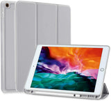 NNEDSZ IPad 10.2 2019 7th Pencil Holder Slim Smart TPU Soft Case Grey