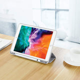 NNEDSZ IPad 10.2 2019 7th Pencil Holder Slim Smart TPU Soft Case Grey