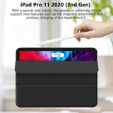 NNEDSZ iPad Pro 11 Inch 2020 Soft Tpu Smart Premium Case Auto Sleep Wake Stand Cover Pencil holder Black