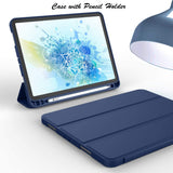 NNEDSZ iPad Pro 11 Inch 2020 Soft Tpu Smart Premium Case Auto Sleep Wake Stand Cover Pencil holder navy blue