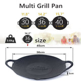 NNEDSZ Cast Iron 36cm Korean Japanese BBQ Barbecue Grill Pan Plate Round Griddle Plate Indoor outdoor