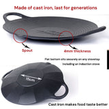NNEDSZ Cast Iron 36cm Korean Japanese BBQ Barbecue Grill Pan Plate Round Griddle Plate Indoor outdoor