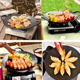 NNEDSZ Cast Iron 36cm Korean Japanese BBQ Barbecue Grill Pan Plate Round Griddle Plate Indoor outdoor