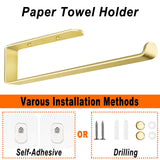 NNEDSZ Gold Kitchen Bathroom Paper Holder Towel Holder Self Adhesive or Screw Mount 31cm