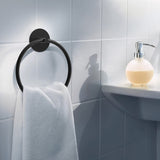 NNEDSZ Bathroom Towel Ring Bathroom Towel Rack Adhesive Hand Towels Holder Towel Hanger Round Black