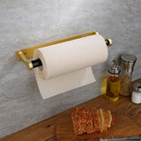 NNEDSZ Kitchen Paper Holder Under Cabinet Screw Wall Mount Adhesive Paper Towel Holder Rectangle Gold