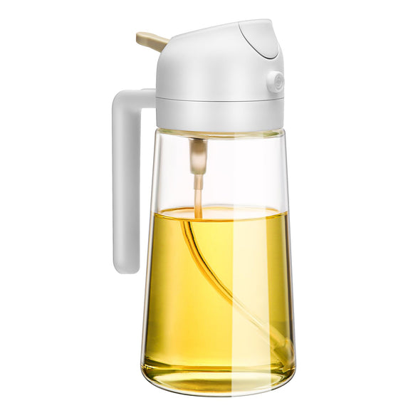NNEDSZ 600ml 2 in 1 Glass Oil Sprayer Dispenser Kitchen Sprayz Cooking Baking Oil Bottle BBQ SpWhite