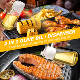 NNEDSZ 600ml 2 in 1 Glass Oil Sprayer Dispenser Kitchen Sprayz Cooking Baking Oil Bottle BBQ SpWhite