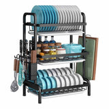 NNEDSZ Dish Rack 3 Tier Dish Dryer Drainer Stainless Steel Dish Drying Rack Drip Trays Side Holder Kitchen Storage Save Space