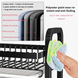 NNEDSZ Dish Rack 3 Tier Dish Dryer Drainer Stainless Steel Dish Drying Rack Drip Trays Side Holder Kitchen Storage Save Space