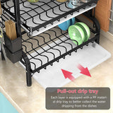 NNEDSZ Dish Rack 3 Tier Dish Dryer Drainer Stainless Steel Dish Drying Rack Drip Trays Side Holder Kitchen Storage Save Space