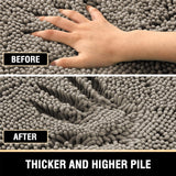 NNEDSZ Bath Mat Rug Bathroom Extra Soft Absorbent Rugs Non Slip Quick Dry Grey