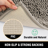 NNEDSZ Bath Mat Rug Bathroom Extra Soft Absorbent Rugs Non Slip Quick Dry Grey