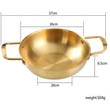 NNEDSZ 26cm Gold Seafood Paella Pan with Riveted Chrome Plated Handles Dishwasher Safe