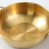 NNEDSZ 26cm Gold Seafood Paella Pan with Riveted Chrome Plated Handles Dishwasher Safe