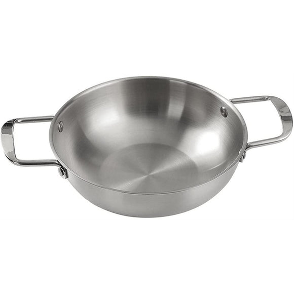NNEDSZ 26cm seafood Silver Paella Pan with Riveted Chrome Plated Handles Dishwasher Safe