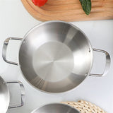 NNEDSZ 26cm seafood Silver Paella Pan with Riveted Chrome Plated Handles Dishwasher Safe
