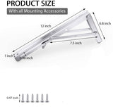 NNEDSZ 2PCS 12inch Steel Wall Mounted Folding Triangle Angle Shelf Support Bracket Rack