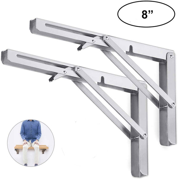 NNEDSZ 2PCS 12inch Steel Wall Mounted Folding Triangle Angle Shelf Support Bracket Rack