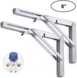 NNEDSZ 2PCS 12inch Steel Wall Mounted Folding Triangle Angle Shelf Support Bracket Rack
