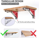 NNEDSZ 2PCS 12inch Steel Wall Mounted Folding Triangle Angle Shelf Support Bracket Rack