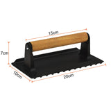 NNEDSZ Heavy Duty Round / Rectangle Cast Iron Grill Burger Press Pre-Seasoned Steak Griddle BBQ Grilling