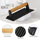 NNEDSZ Heavy Duty Round / Rectangle Cast Iron Grill Burger Press Pre-Seasoned Steak Griddle BBQ Grilling