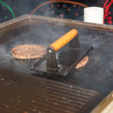NNEDSZ Heavy Duty Round / Rectangle Cast Iron Grill Burger Press Pre-Seasoned Steak Griddle BBQ Grilling