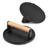 NNEDSZ Heavy Duty Round / Rectangle Cast Iron Grill Burger Press Pre-Seasoned Steak Griddle BBQ Grilling