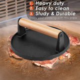 NNEDSZ Heavy Duty Round / Rectangle Cast Iron Grill Burger Press Pre-Seasoned Steak Griddle BBQ Grilling