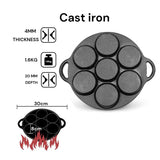 NNEDSZ 7 Cup Cast Iron Egg Frying Pan Divided Egg Skillet Pan Fried Egg Pan Cooker Pancake Egg Fryer