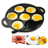 NNEDSZ 7 Cup Cast Iron Egg Frying Pan Divided Egg Skillet Pan Fried Egg Pan Cooker Pancake Egg Fryer