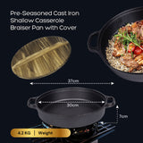 NNEDSZ 30cm Cast Iron Dutch Oven With Handles Lid Cast Iron Skillet Braising Pan For Casserole Dish Crock Pot Stewpan